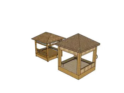 Bamboo Wooden Rattan Gazebo Traditional Outdoor 3D Model Free 3D print model