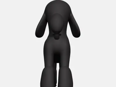 Black poodle dog  Low-poly 3D model