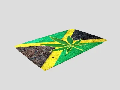 Jamaican flag with cannabis leaf Low-poly 3D model