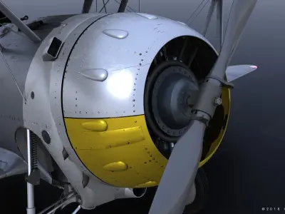 F2F-1 USS Saratoga 1939 Low-poly 3D model