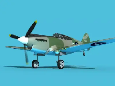 Curtiss P-40B Warhawk V07 USAAF 3D model