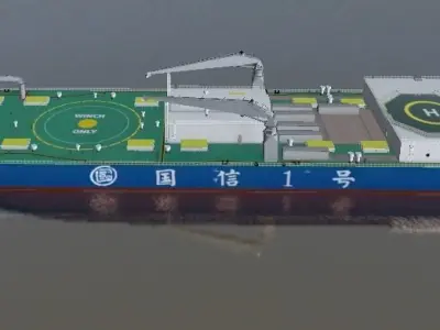 Farm-raised fish aquaculture vessel Guoxin-1 low-poly 3d model Low-poly 3D model