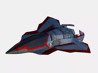 Sci Fi Stealth Fighter Jet - Low Poly PBR Spaceship Exterior Low-poly 3D model