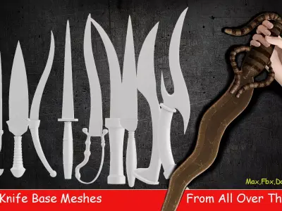 50 Old Knife Low-poly 3D model