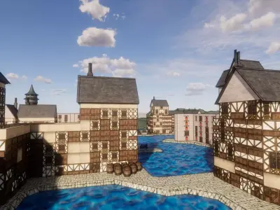 Fantasy Medieval Village 3D model
