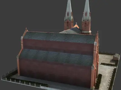 Church with steeples 3D model