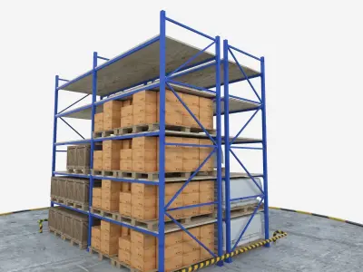 Warehouse Rack Low-poly 3D model