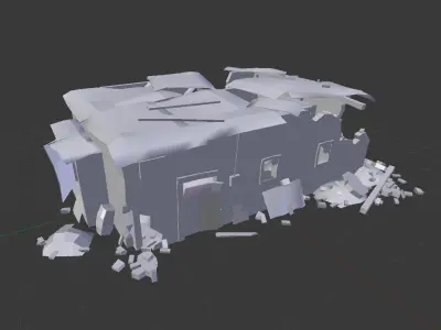 low poly destroyed building 1 Low-poly 3D model