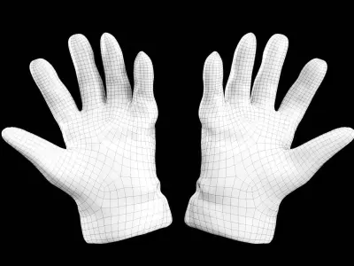 Military gloves of color black with PBR textures 16 Low-poly 3D model