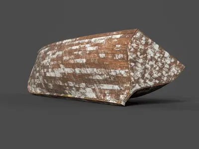 Beached Old Wooden Boat 3D model