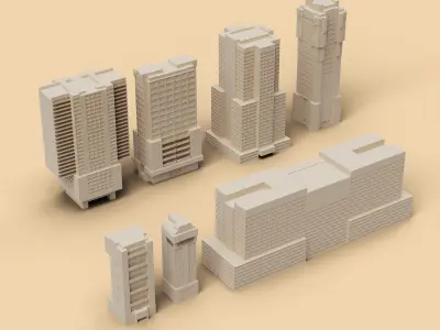 Sci-Fi Cyberpunk Buildings Pack - 13 Buildings Free 3D model