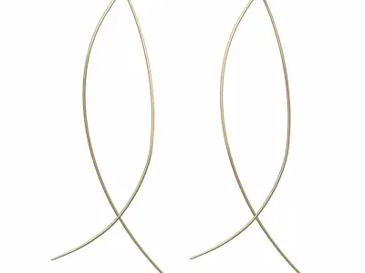 Gold Earrings Fish Shape Low-poly 3D model