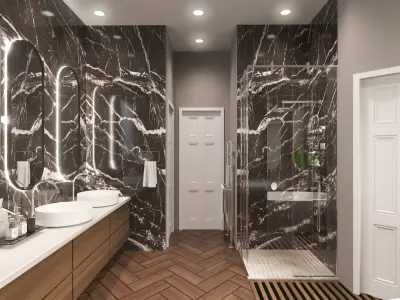 Bathroom model with sanitary ware - Corona materials Free 3D model