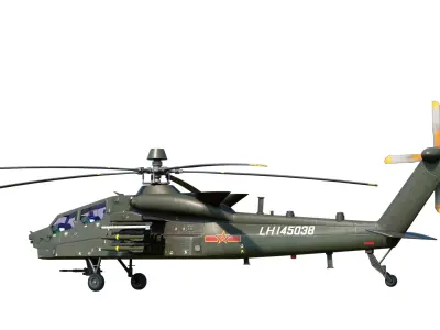 4 coatings of Chinese New Heavy attack helicopter Z21 Low-poly 3D model