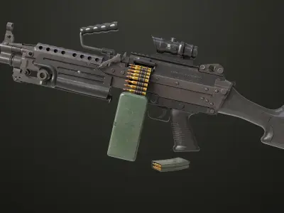 Machine Gun 12 All PBR Unity UE Textures Low-poly 3D model