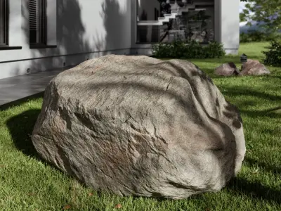  Pale Notched Round Rippled Large Rock Boulder Model 