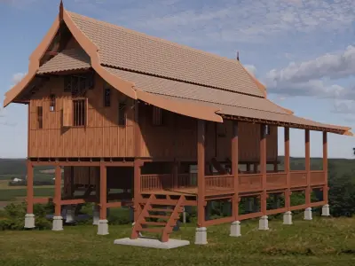 Traditional Rumah Terengganu Malay Heritage House 3D model