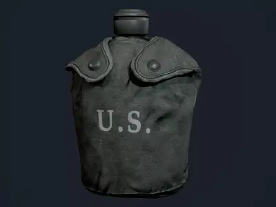 Military Canteen Bottle Equipment Gear Game Ready Low-poly 3D model