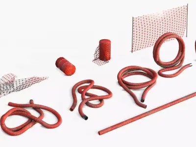 Plastic Ducts and Construction Elements Low-poly 3D model