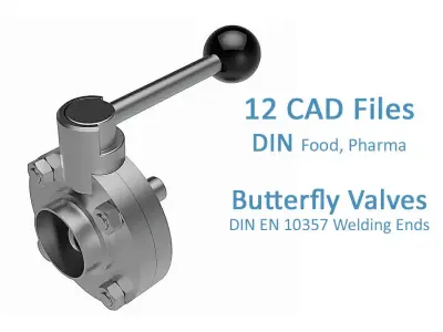Manual Butterfly Valves - DIN EN 10357 Welding Ends - 3D model