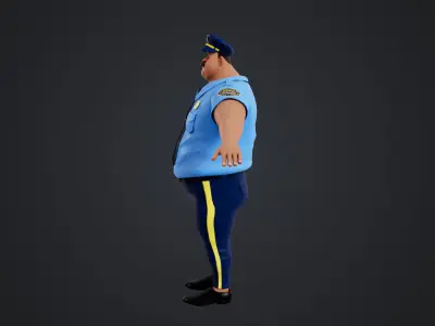 Cartoon Police Rigged Low-poly 3D model