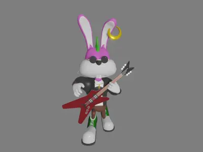 Punk Bunny Low-poly 3D model