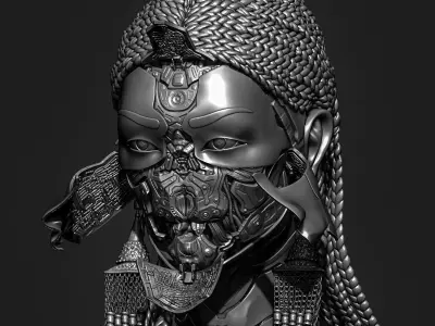 Cyber-Girl woman holding cup 3D print model