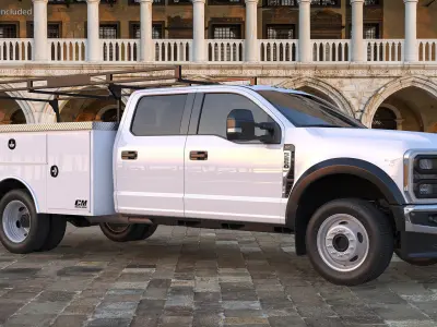 White Ford Super Duty F550 with Service Body Rigged 3D model