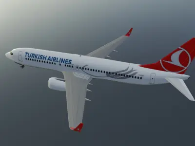 Turkish Airlines Boeing 737-800 low poly 3D Model  Low-poly 3D model
