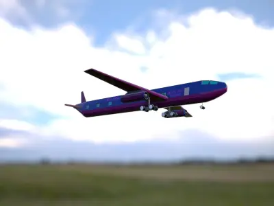 airplane flying in sky Low-poly 3D model