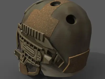Helmet camo human military combat soldier protection  Low-poly 3D model