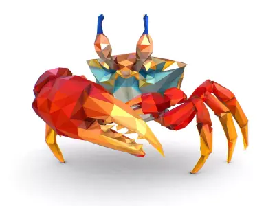 Red Sea Crab Lowpoly Art Style Low-poly 3D model