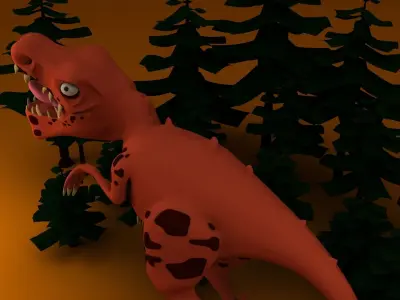 Dinasour Low Poly animated t - rex 3D model