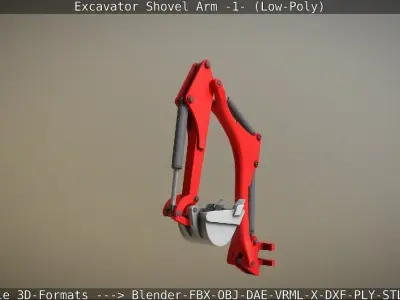 Rigged Excavator Shovel Arm -1- Low-Poly Low-poly 3D model