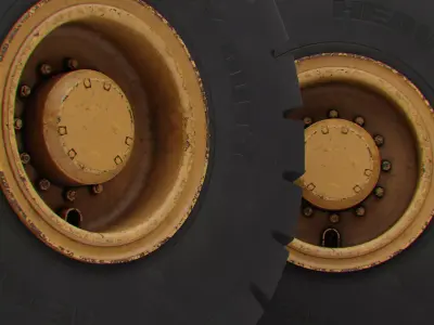 Heavy machinery wheels with LODs Low-poly 3D model