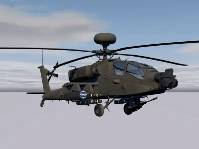 AH64E Apache Longbow Helicopter Green Hard Used 3D model