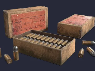 Revolver cartridges Low-poly 3D model