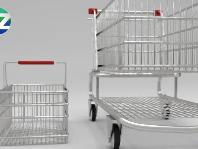 Panier a roulettes Low-poly 3D model