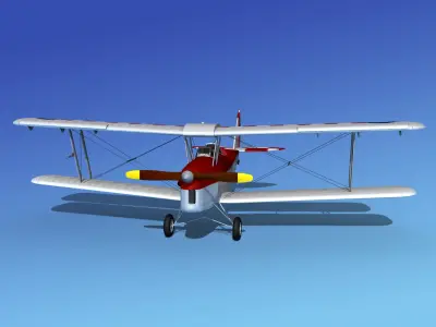 Dehavilland DH82 Tiger Moth V07 3D model