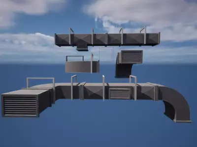 Modular Ventilation PBR Low-poly Game Ready Model Low-poly 3D model