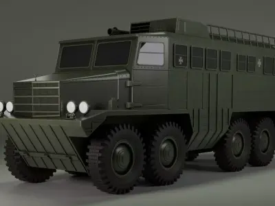 IronCroc 8x8  Military Transport Amphibious Car Low-poly 3D model