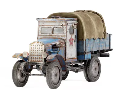 Post-apocalypse battle car truck da1 Low-poly 3D model