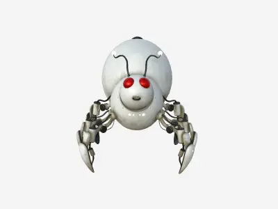 Cute Robot E03 White Dirt - SciFi Character Design Low-poly 3D model