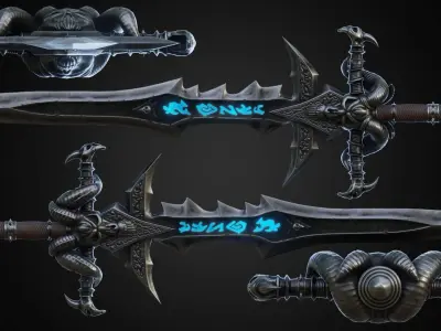 FROSTMOURNE sword with glow Low-poly 3D model