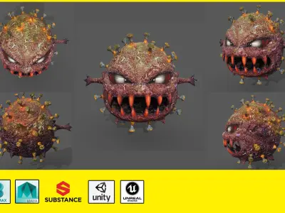 Covid monster Low-poly 3D model