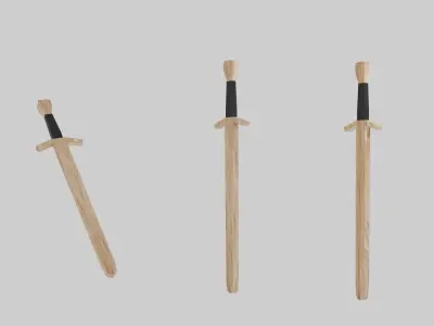 Wooden Training Swords With 3 Textures Low-poly 3D model