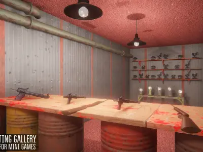 Shooting gallery - props for mini games Low-poly 3D model