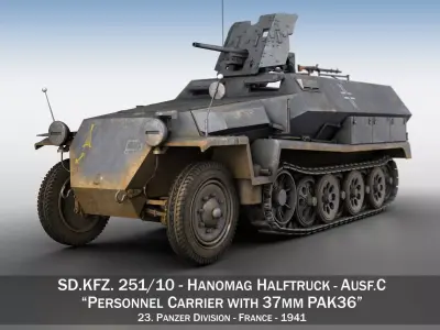 SDKFZ 251 10 - Ausf C - Hanomag Half-track - 23PD 3D model