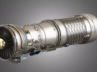 F100 - PW - 220 Turbofan Engine - with Interior Parts 3D model