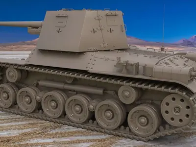 Tank Type 3 Ho Ni III Japan Clay Mental Ray 3D model